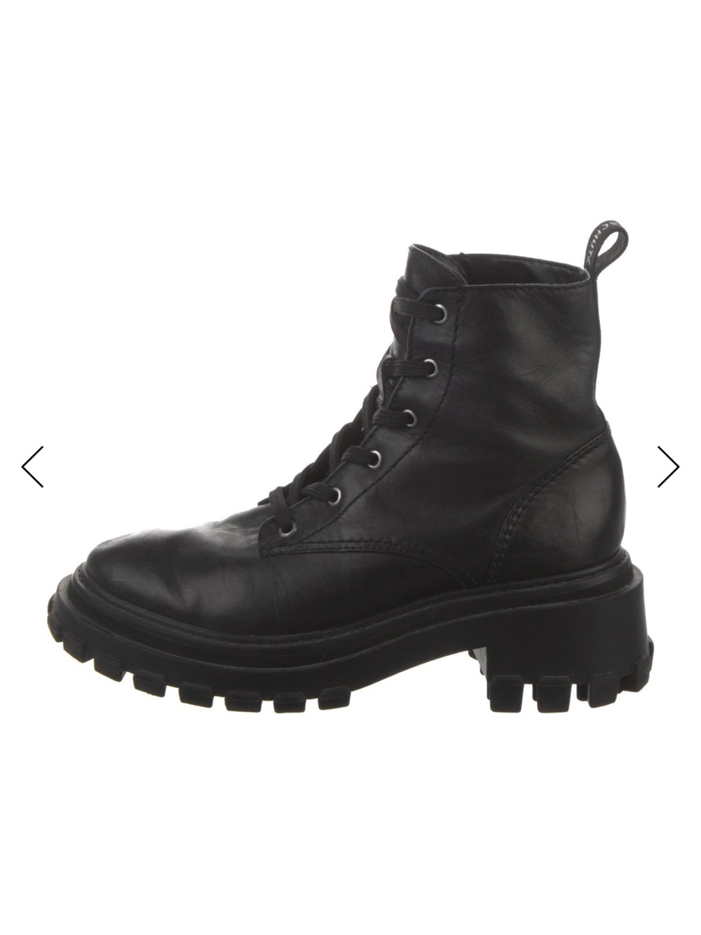 Schultz Black Women's Lug-Sole Lace-Up Leather Boot USA 6.5